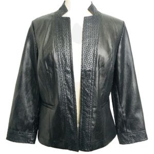 Chico’s Vegan Leather Perforated Jacket Sz 1/8